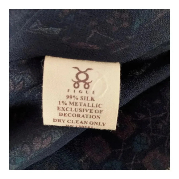 Figue Silk Blouse Long Sleeve Floral Tassel Ruffles Women's Small - Picture 5 of 5